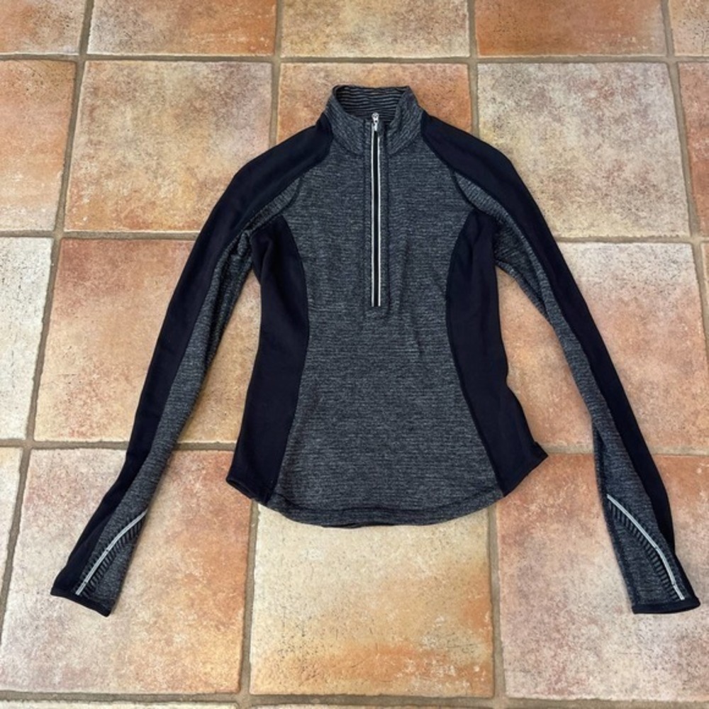 Lululemon Run: U-Turn Pullover Mini Check Pique Black Heathered Black size 2